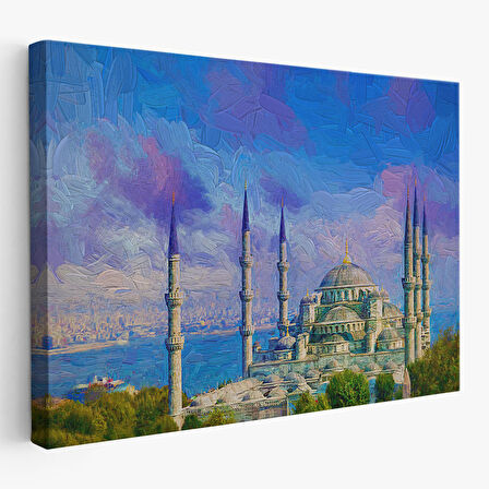 Sultan Ahmet Cami Yağlıboya Görünüm Dekortif Kanvas Tablo-3370
