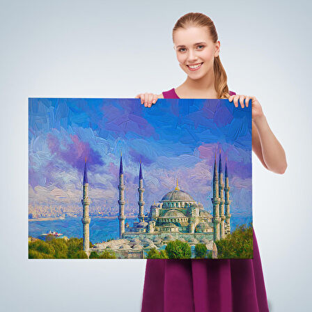 Sultan Ahmet Cami Yağlıboya Görünüm Dekortif Kanvas Tablo-3370