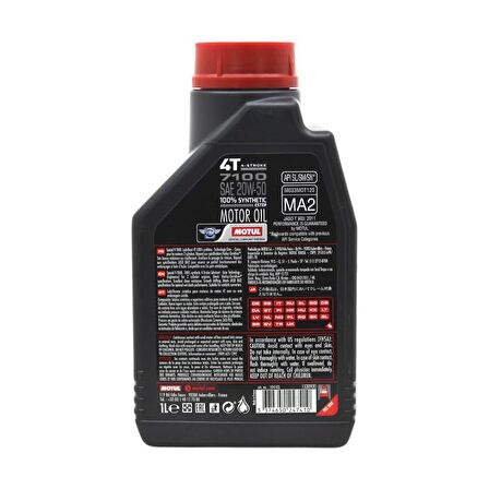 Motul 7100 4T 20W-50 1 Lt 4 Zamanlı Motosiklet Motor Yağı