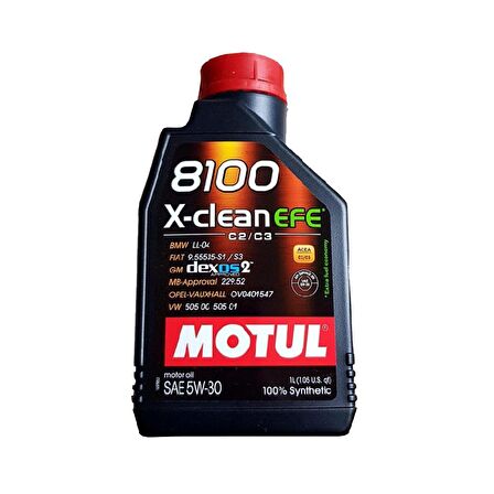 Motul 8100 Xclean 5W-30 Tam Sentetik 1 lt DPF Benzin-Dizel Motor Yağı Üretim:2021 