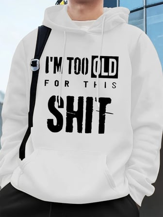 Ben çok yaşlıyım mektup baskı erkek kapüşonlu üstleri sonbahar büyük boy kazak Hip Hop cep po