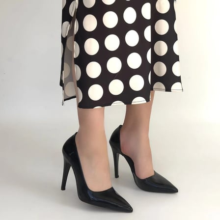 HERŞEYTREND Pley Siyah Rugan Stiletto Ayakkabı