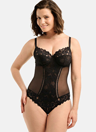 Sans Complexe Klasik Yaka Siyah Kadın Body 20564