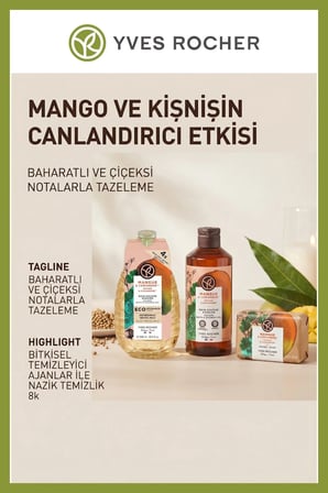 600 ml Yedek + 400 ml Jel + 80 gr Sabun Mango Kişniş Vegan Nemlendirici Duş Seti