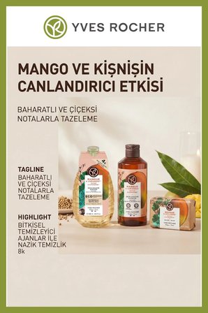 Mango Kişniş Vegan Nemlendirici Duş Seti 3'lü 600 ml Yedek + 400 ml Jel + 80 gr Sabun