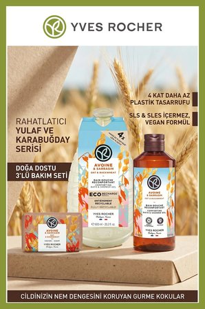 Vegan 3'lü Duş Seti Yulaf Karabuğday - 400 ml Duş Jeli + 600 ml Yedek + Katı Sabun