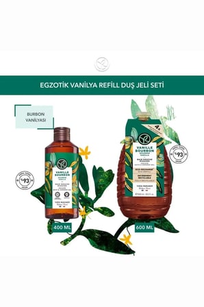 Egzotik Vanilya Duş Jeli Seti 600 ml Refill + 400 ml Nemlendirici Vegan