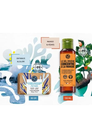 Canlandırıcı Mango Kişniş & Serinletici Okyanus Duş Seti - Duş Jeli 100ml + Katı Sabun 80 Gr