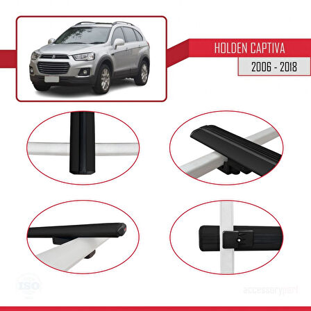 Holden Captiva 2006-2018 Arası ile Uyumlu BASIC Model Ara Atkı Tavan Barı Siyah 2 Adet