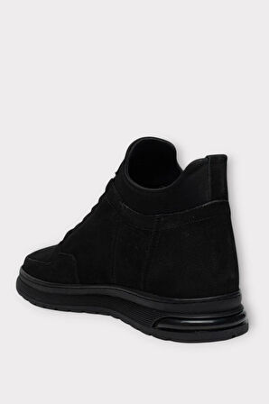 Erkek Nubuk Hakiki Deri Bağcıklı Kaydırmaz Kauçuk Taban Bot SİYAH