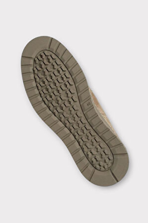 Erkek Nubuk Hakiki Deri Bağcıklı Kaydırmaz Kauçuk Taban Bot BEJ