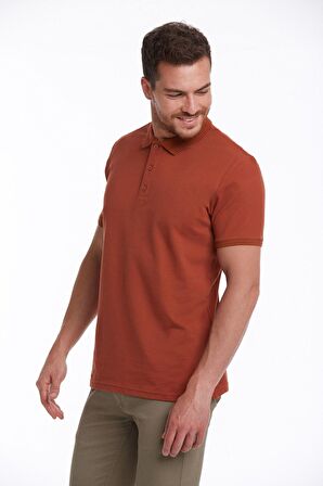 Kiremit Regular Fit %100 Pamuk Polo Yaka Tişört | 3XL