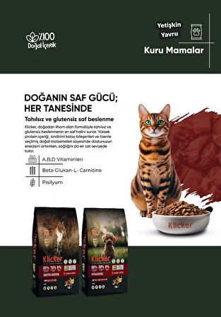 KLICKER YETİŞKİN KEDİ KURU MAMASI KUZULU