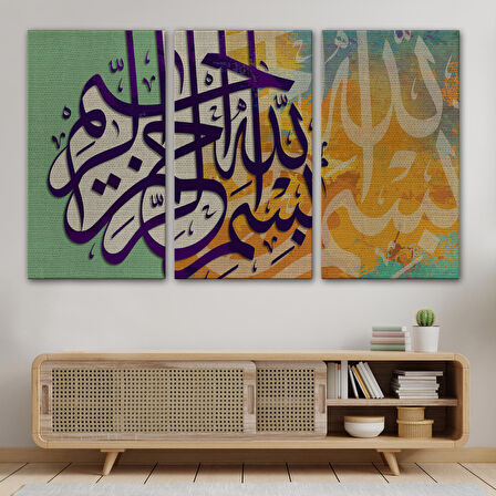 Bismillahirahmanirahim Yazılı Dekoratif Kanvas Tablo-3380