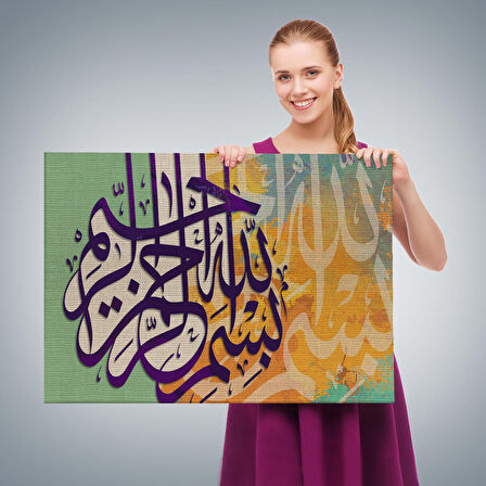 Bismillahirahmanirahim Yazılı Dekoratif Kanvas Tablo-3380