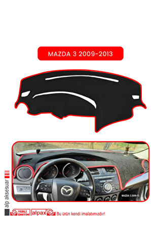 Mazda 3 2009-2013 Torpido Koruma  Halısı -  Kırmızı Kenar