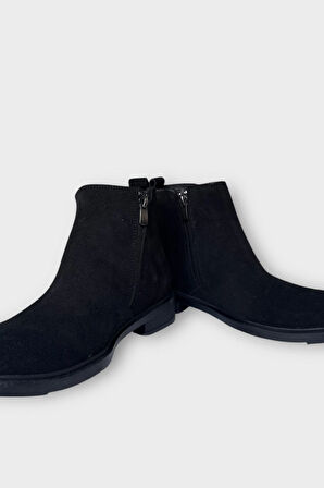 Erkek Hakiki Deri Çift Fermuar Detay Bot SİYAH