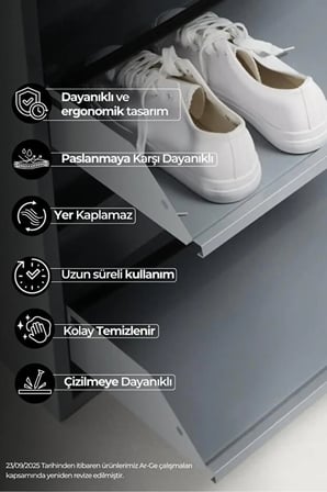 Kilitli Metal Ayakkabılık Dolabı 3 Kapaklı Duvara Monte Ergonomik Tasarım 103x50x15 cm 0.7 mm DKP Sac Ve Montaj Vidaları