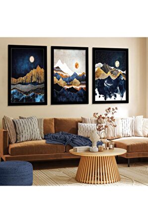 GOLD AYNALI PLEKSİ ÇERÇEVELİ SOYUT ŞEKİLLİ ALTIN YAPRAK TABLOSU