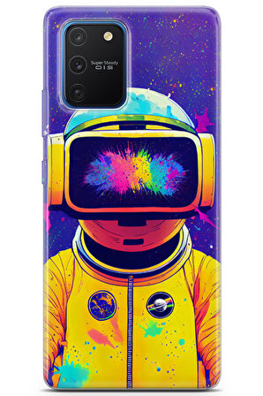 Samsung Galaxy S10 Lite uyumlu Renkler 4 UV Kapak Sarı Astronot