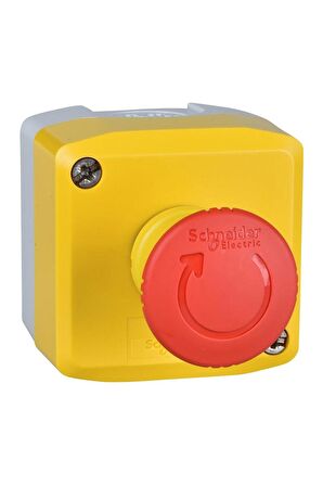 Schneider Electric XALK178F, sarı istasyon - 1 kırmz mantar başlık basm düğ Ø40 döndürlrk serbs bırakılan 2NK