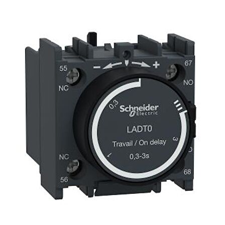 Schneider LADT0, 0.1-3 sn, Çekmede Gecikmeli Pnömatik Zaman Rölesi, LC1D, LC1F ve CAD Serisi Kontaktörlere Uyumlu