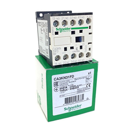 Schneider Electric CA3KN31FD, Yardımcı Kontaktör, 3NA+1NK, 110 Volt DC