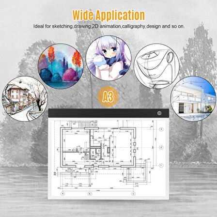 Monozone A3 LED Işıklı Çerçeve Çizim Tableti Dijital Grafik Sanat Animasyon Eskiz Çizim Kopyalama