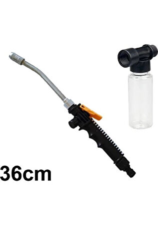 Monozone Metal Basınçlı Köpük Hazneli Su Tabancası 30cm Bahçe Sulama Araba Oto Yıkama Ayarlanabilir
