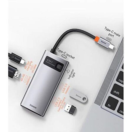 Baseus 4in1 Type-C HUB HDMI USB 2.0 USB 3.0 Usb Çoğaltıcı Görüntü Aktarım Kiti Macbook Laptop İpad