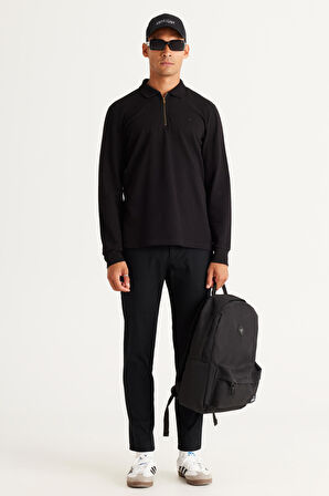 Erkek Siyah Slim Fit Dar Kesim Yan Cep Pamuklu Esnek Rahat Armürlü Pantolon