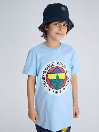 Fenerbahçe Orijinal Lisanslı UV Baskılı Renkli Logo Sıfır Yaka Çocuk T-Shirt 