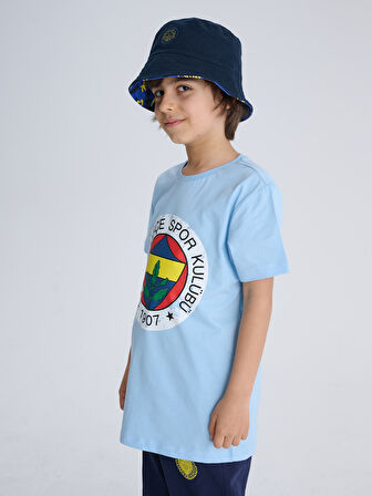 Fenerbahçe Orijinal Lisanslı UV Baskılı Renkli Logo Sıfır Yaka Çocuk T-Shirt 