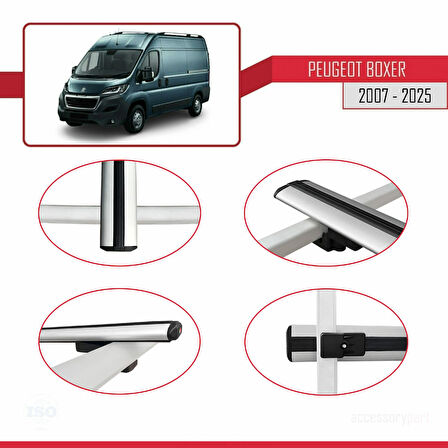 Peugeot Boxer 2 2007 ve Sonrası ile Uyumlu BASIC Model Ara Atkı Tavan Barı Gri 2 Adet