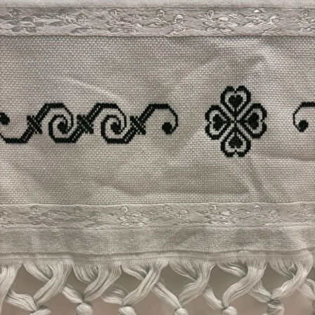 Uretti - Gül 4612 - El işlemesi Ceyizlik Havlu - Beyaz / Yeşil