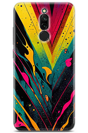 Xiaomi Redmi 8 uyumlu Renkler 17 Silikon Kapak Soyut Renk Sarı
