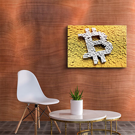 3 Boyutlu Pixel Bitcoin Simgesi Kanvas Tablo