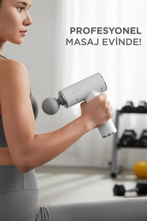 Delux Serisi N2 Beyaz Darbeli Masaj Tabancası Şarjlı 1800mah Pratik Aktif Spor Sonrası