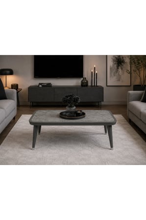 Nora Orta Sehpa Ahşap Ayaklı Modern Salon Sehpası Aris-Antrasit