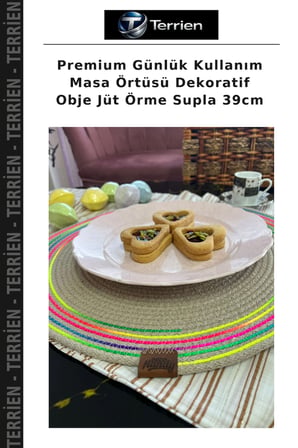 Premium Günlük Kullanım Masa Örtüsü Dekoratif Obje Jüt Örme Supla 39cm