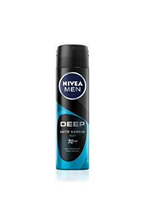 Nivea Men Erkek Sprey Deodorant Deep Beat 150ml,72 Saat Anti-perspirant Koruma