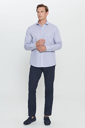 Altınyıldız Classics Beyaz - Mavi Erkek Gömlek 4A2024200017