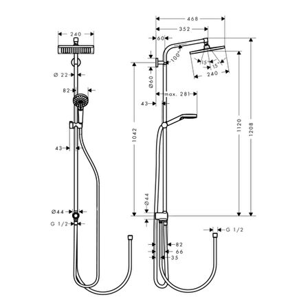 Hansgrohe Crometta E 240 1 Jet Duş Kolonu Ecosmart Reno