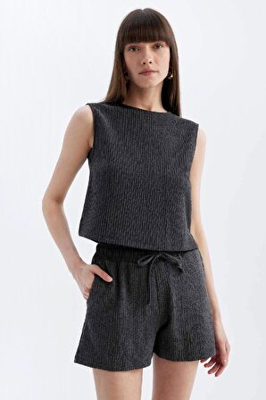 DeFacto Regular Fit Normal Bel Casual Düz Paça Bürümcük Şort D0568AX24SMAR148