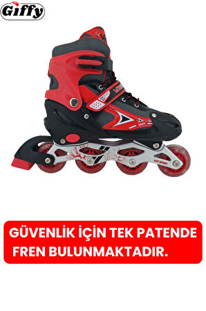 VR1 - Sport Metal Işıklı Ayarlanabilir Alıştırma Pateni 2+1+1 Uç Kısım Korumalı Slikon Teker