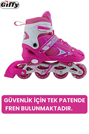 VR1 - Sport Metal Işıklı Ayarlanabilir Alıştırma Pateni 2+1+1 Uç Kısım Korumalı Slikon Teker