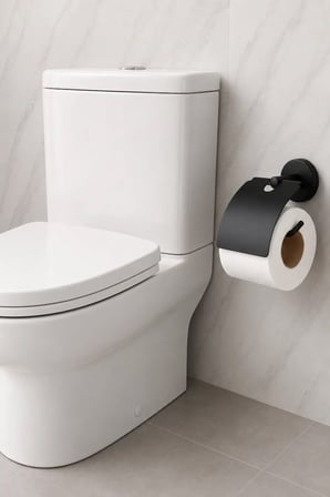 Tuvalet Kağıdı Tutucu Mat Siyah Kapaklı Metal Banyo WC Kağıtlık Duvara Monte