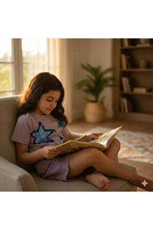 Kız Çocuk Pamuklu Şortlu Takım Somon, Lila, Nar Çiçeği Renkli