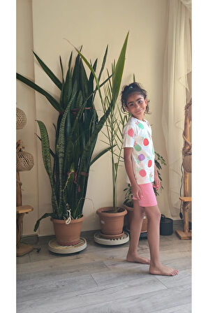 Kız Çocuk Şortlu Takım Ananaslı