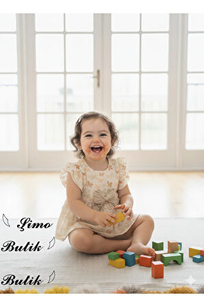 Kız Bebek Şortlu Takım Keten